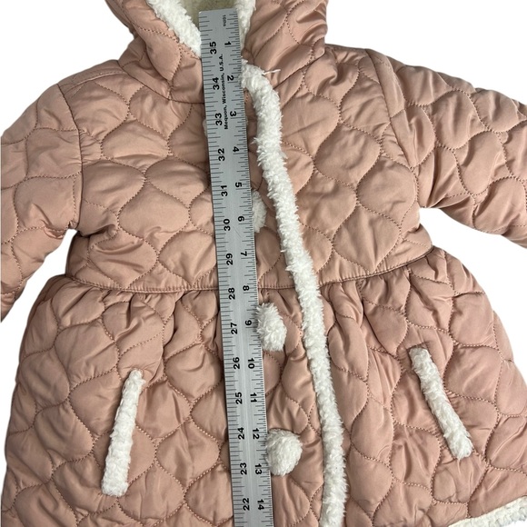 Tahari Quilted Hooded Sherpa Lined Winter Jacket/Coat, Pink and White, 2T - Picture 5 of 9